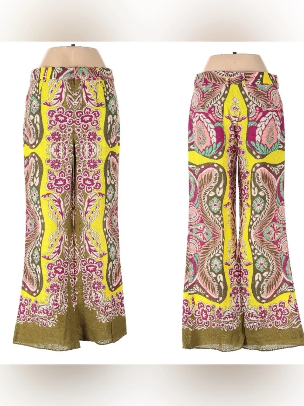 ZARA SET Bright Yellow Army Green Pink Linen Cotton Blend Blazer & Cropped Pants